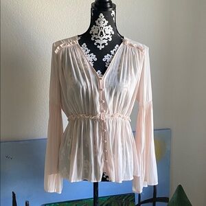 Ro & De Soft Pink V-Neck Blouse